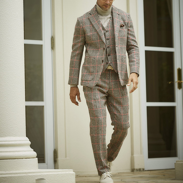 WEB限定SALE ハリスツイード ハウンドトゥースチェック パンツ  