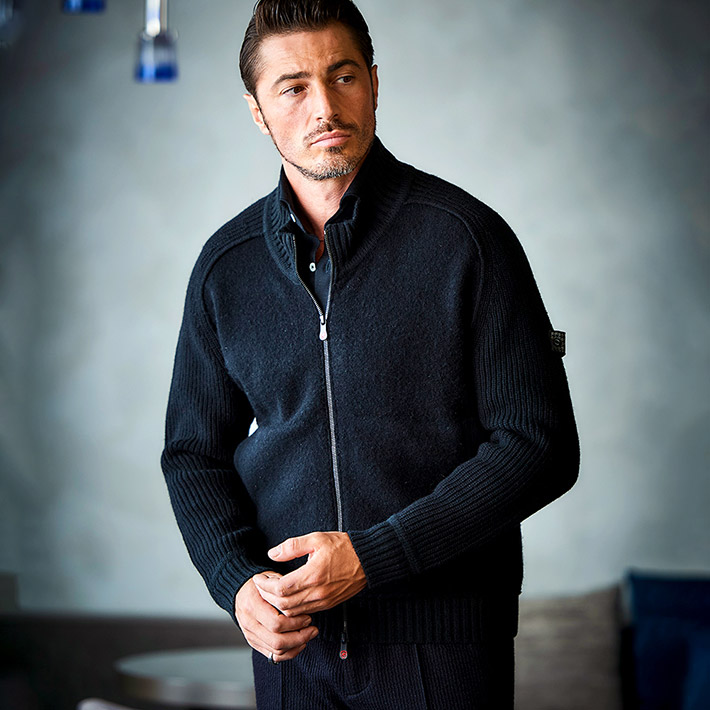 【超希少】ワイズ ビス LIMI ショールドッキングニットブルゾン ブラック オーバーサイズ ハイネックニット LON24a109（ニット/セーター