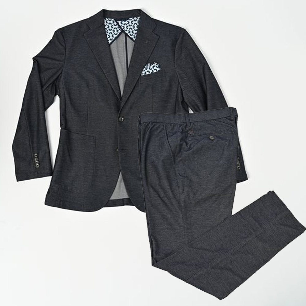 デニムルックジャージセットアップ(ネイビー)