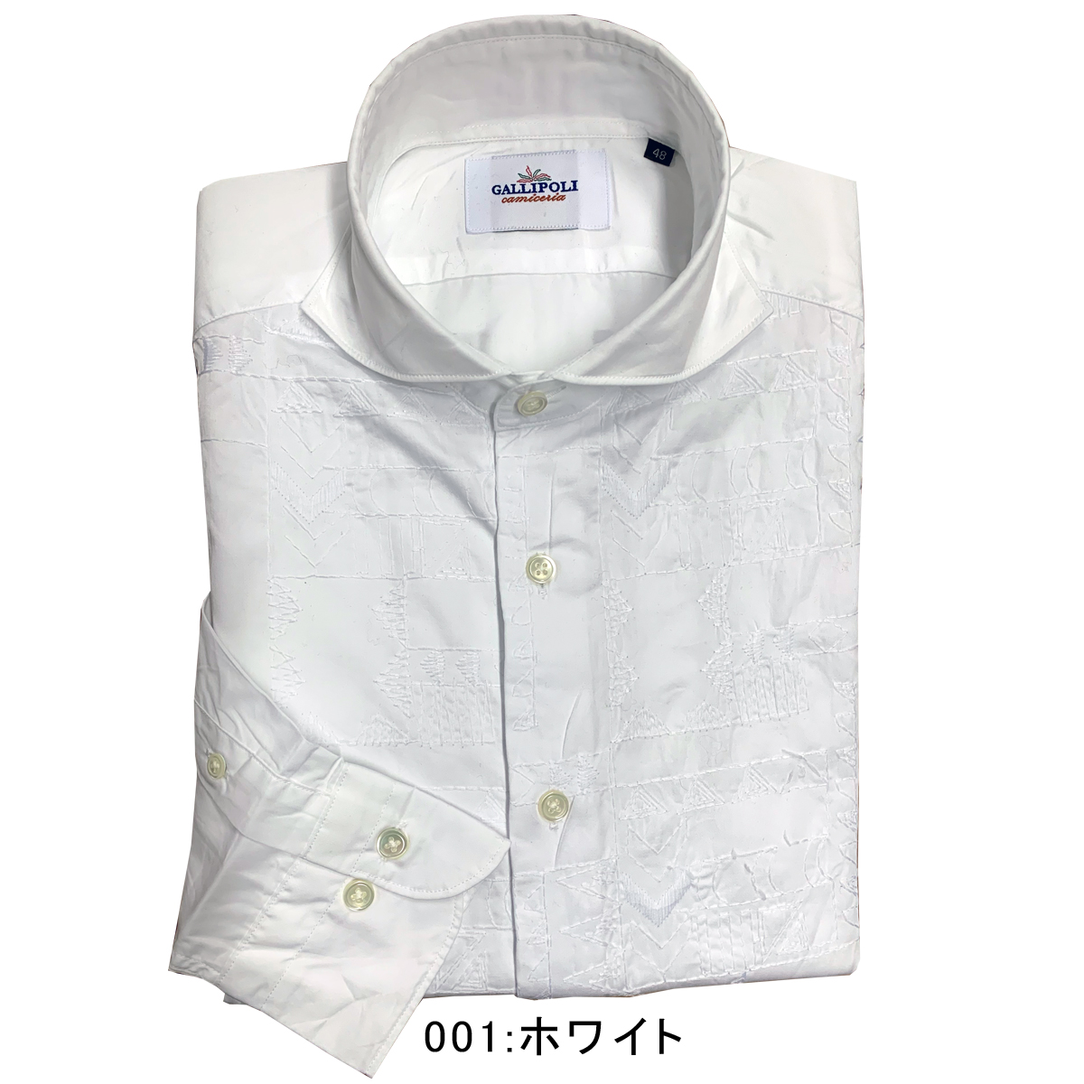 Safari掲載商品 日本製シャツ フロントジオメトリック刺繍シャツ