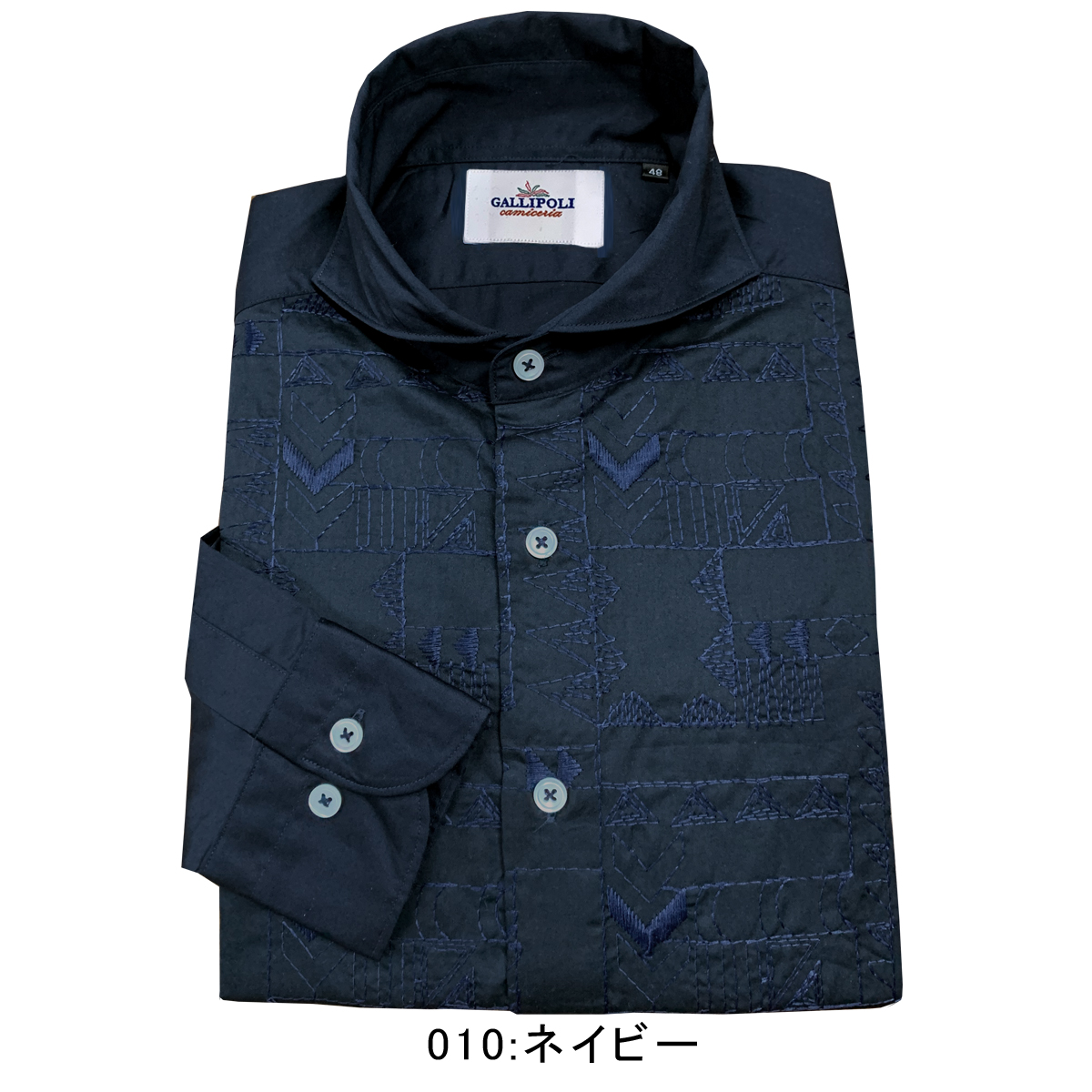 Safari掲載商品 日本製シャツ フロントジオメトリック刺繍シャツ
