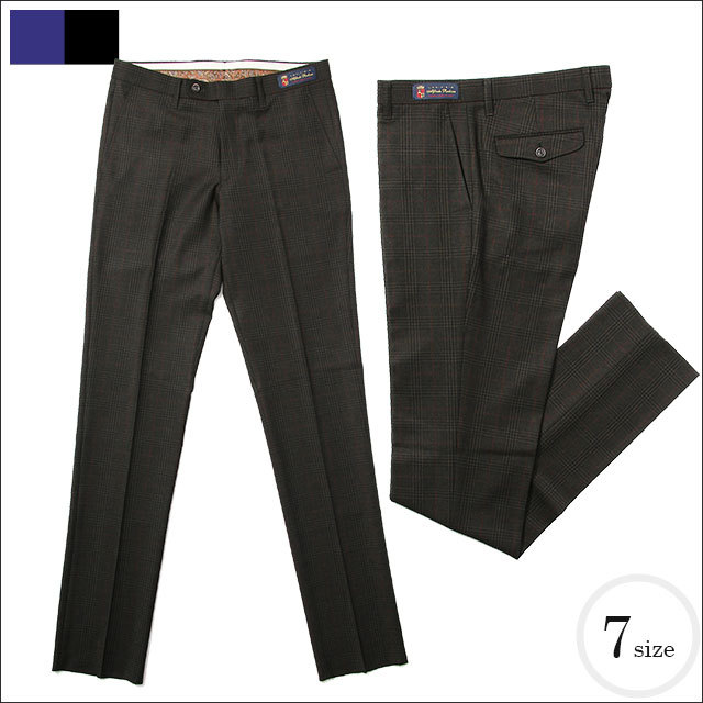 g-stage(ジーステージ) イタリア製生地サキソニー グレンチェック ノータック ウールパンツ 640553