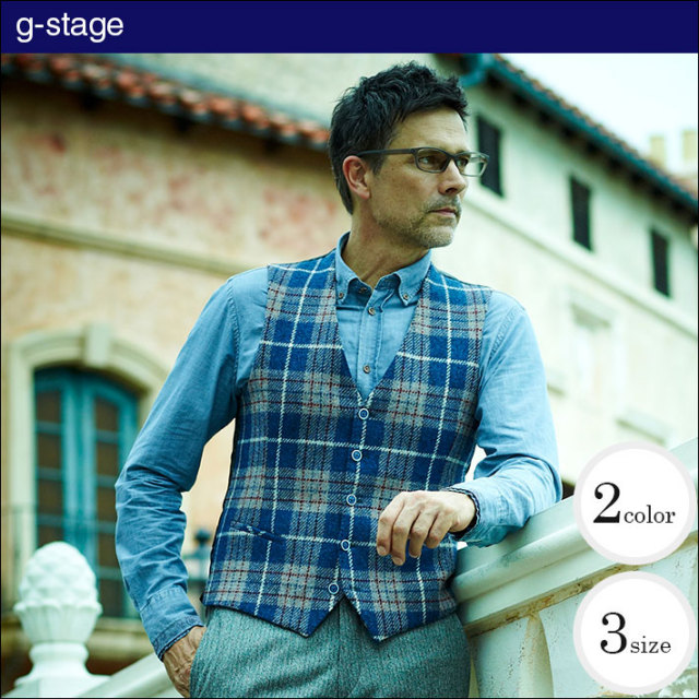 g-stage(ジーステージ) MEN'S EX 10月号掲載イタリア製 ハリスツイードチェックベスト 641363